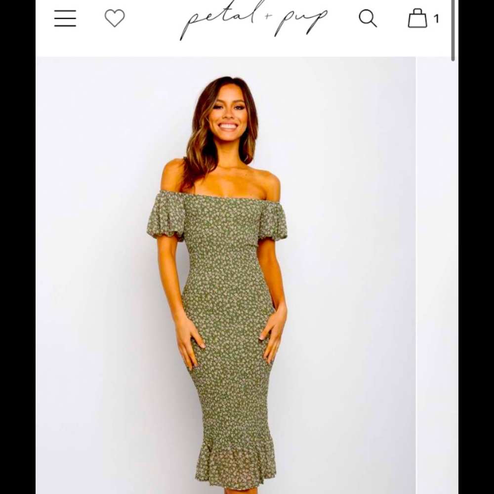 Petal and Pup Off the Shoulder Midi Dress